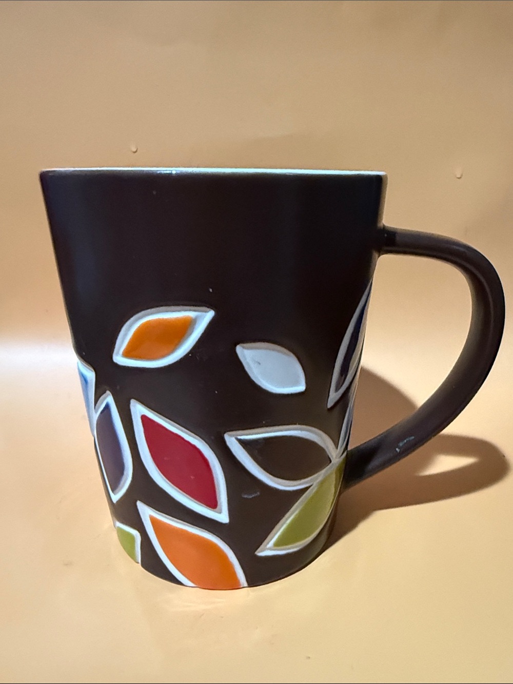 Starbucks Vintage Ceramic Brown Leaf-Pattern Coffee Mug